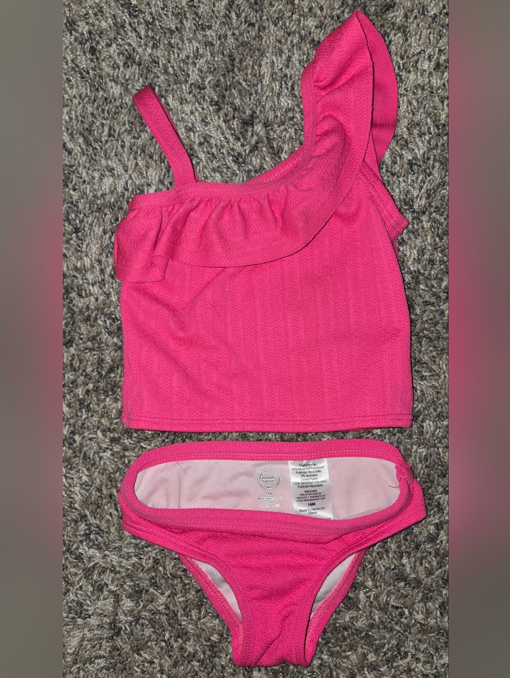 wonder nation Hot Pink Ruffle Tankini Top and Bottom